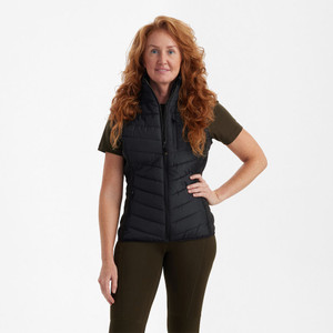 Deerhunter Lady Caroline Padded Waistcoat in black, women's quilted country gilet