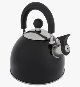 Highlander Deluxe Whistling Camping Kettle in black Highlander Deluxe Whistling Camping Kettle in black