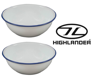 Highlander Enamel Vintage Camping Bowls in white Highlander Enamel Vintage Camping Bowls in white
