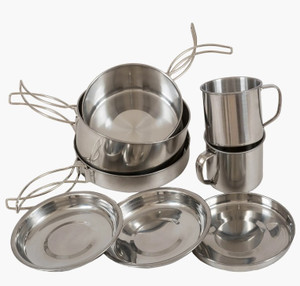 Highlander Peak Weekender Camping Cookware Kit, steel pots, pans, mugs
