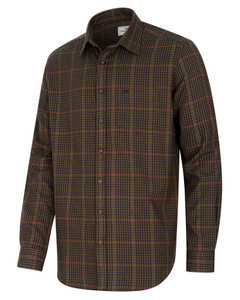 Hoggs Of Fife Harris Check long sleeve shirt, wool blend cotton shirt. Woven tweed effect.