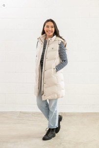 Lighthouse Ladies Savannah Long Gilet in Irish Cream, women's long quilted bodywarmer Lighthouse Ladies Savannah Long Gilet in Irish Cream, women's long quilted bodywarmer