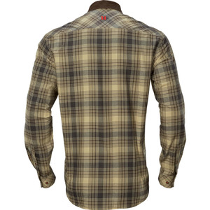Harkila Driven Hunt flannel shirt in Light Teak check, 10% wool blend and temperature regulating.