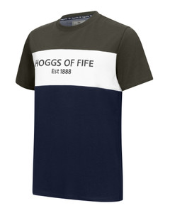 Hoggs of Fife Dalbeattie Colour Block T Shirt, men's Hoggs of Fife logo top