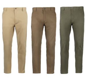 Jack Pyke men's Chino trousers, available in Mocha Brown, Khaki Olive and Heritage Brown.