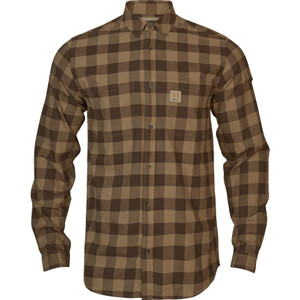 Harkila Scandinavian Long sleeve shirt in Antique Bronze check, modern fit.