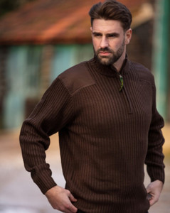 Walker & Hawkes Gardham Zip Neck Jumper, men's country jumper