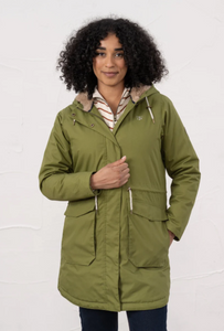 Lighthouse Ladies Isobel Waterproof Coat in green, Women's country jacket with fleece lining