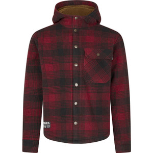 Seeland Yukon Jacket, men's Sherpa fleece lined shirt jacket with hood in red check