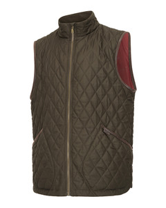Hoggs of Fife Lindores Quilted Gilet in green, men's diamond quilt stitch country waistcoat