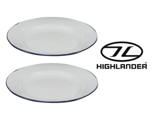 Highlander Enamel Vintage Camping Plate in white