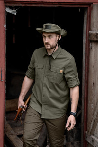 Seeland Selous Boonie Hat in green, bush hat with adjustable chin strap and mesh area for ventilation