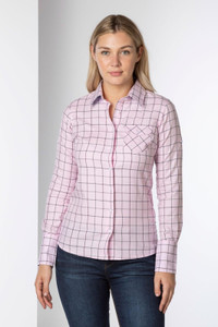 Rydale Ladies Hannah Country Shirt in Kate Tweed Pink, women's country check shirt