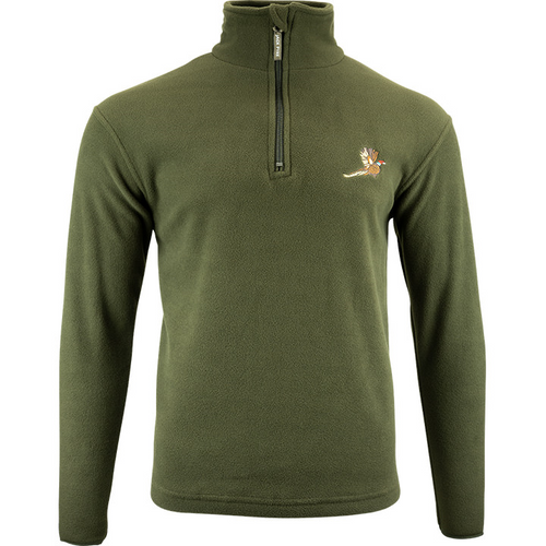 Jack Pyke Pheasant motif fleece pullover jumper in dark olive. Men's lightweight fleece jumper