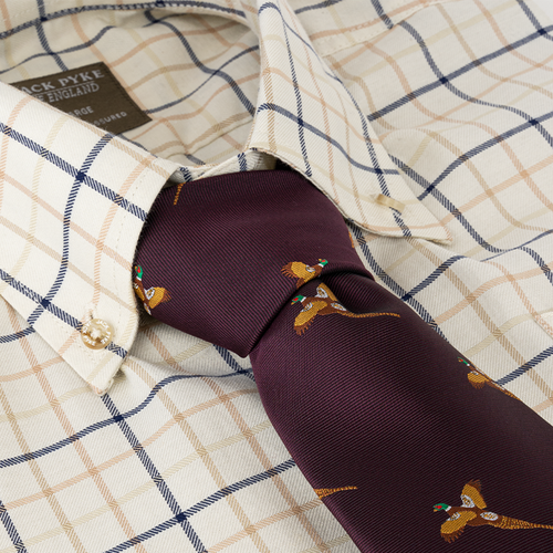 Jack Pyke Pheasant Patterned Tie in Wine red colour