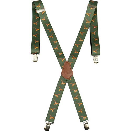 Jack Pyke Pheasant patterned braces, country style braces with green background