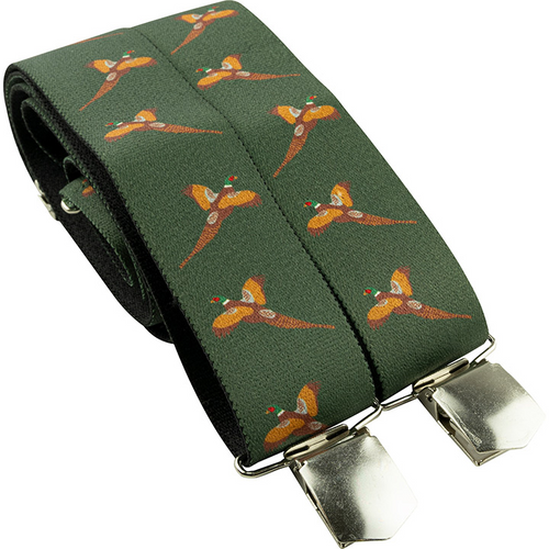 Jack Pyke Pheasant patterned braces, country style braces with green background