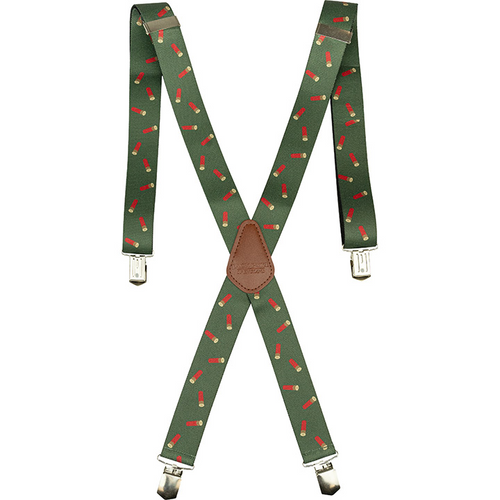 Jack Pyke Elasticated braces in green with red shotgun cartridge pattern