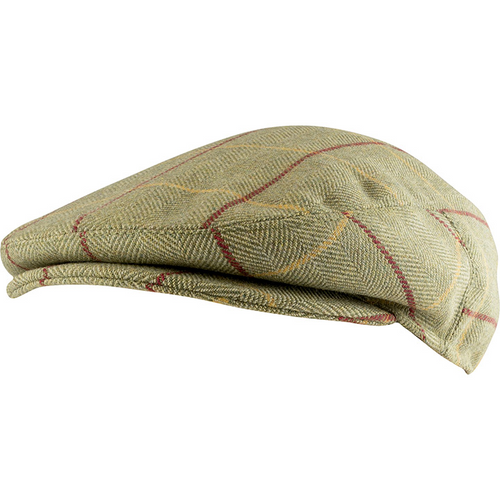 Jack Pyke Tweed Flat Cap with wool blend in green check
