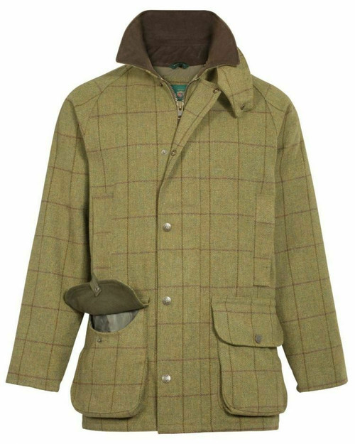 Alan Paine Rutland Tweed shooting coat in lichen, men's waterproof and breathable shooting jacket