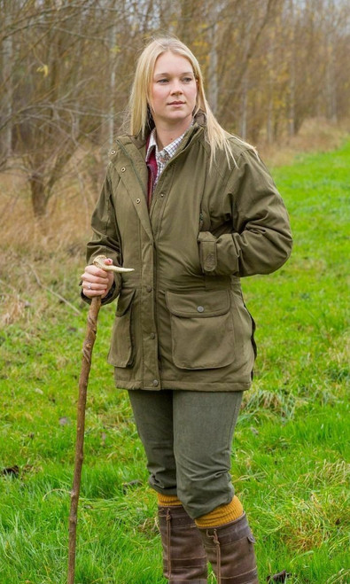 Alan Paine Ladies Dunswell Jacket in green, women's waterproof and breathable shooting jacket