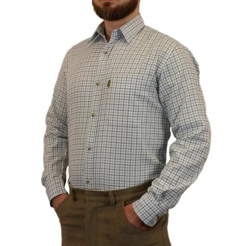 Game Tattersall shirt in blue check, men's polycotton shirt