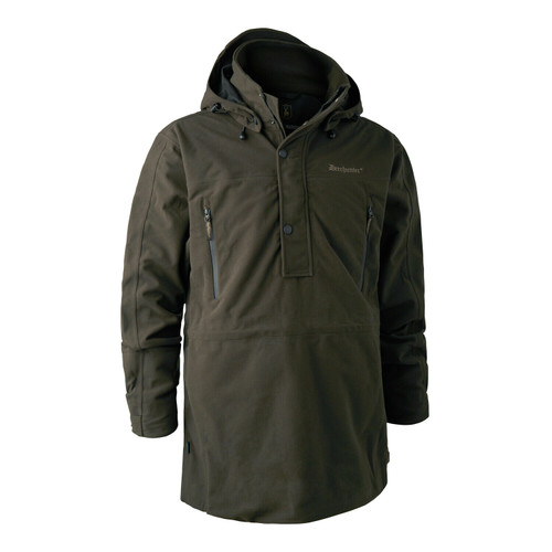 Deerhunter pro Gamekeeper smock in peat, waterproof and breathable long smock in dark green