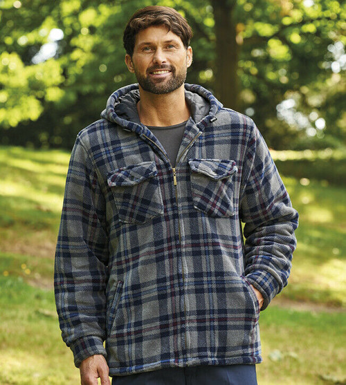 Champion Dumfries thick fleece shirt with sherpa lining in grey check