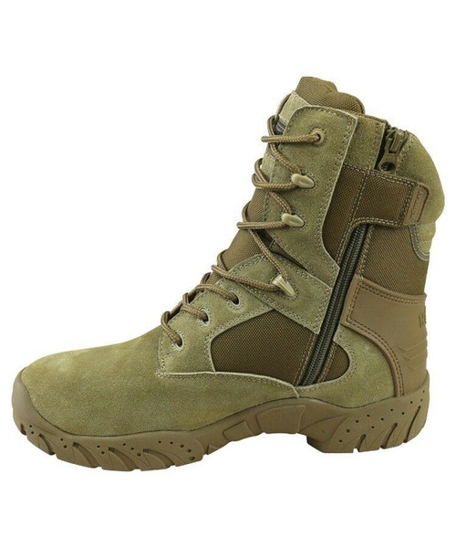 Kombat UK tactical pro boots in coyote, half suede half nylon boots with zip