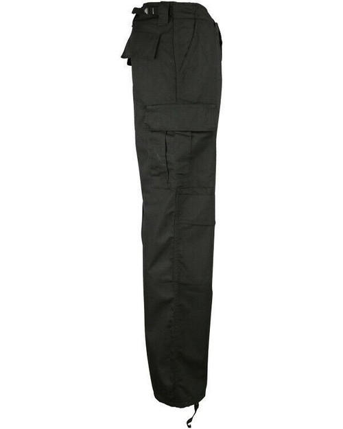 Kombat UK M65 BDU combat trousers in black, polycotton ripstop material tactical trousers