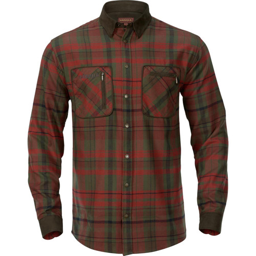 Härkila Pajala shirt in red Autumn check, men's cotton flannel shirt