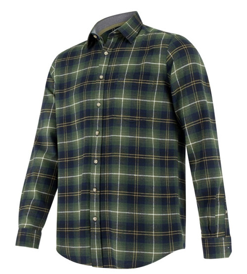 Hoggs of Fife Pitmedden shirt in green check, 100% cotton