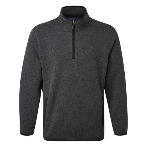 Fort Easton pullover jumper in grey, men's quarter zip knitted pullover