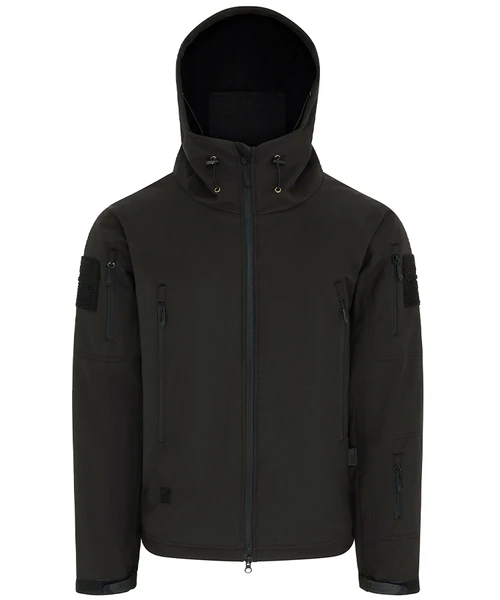 Kombat UK Patriot softshell jacket in black, men's soft shell jacket with hood