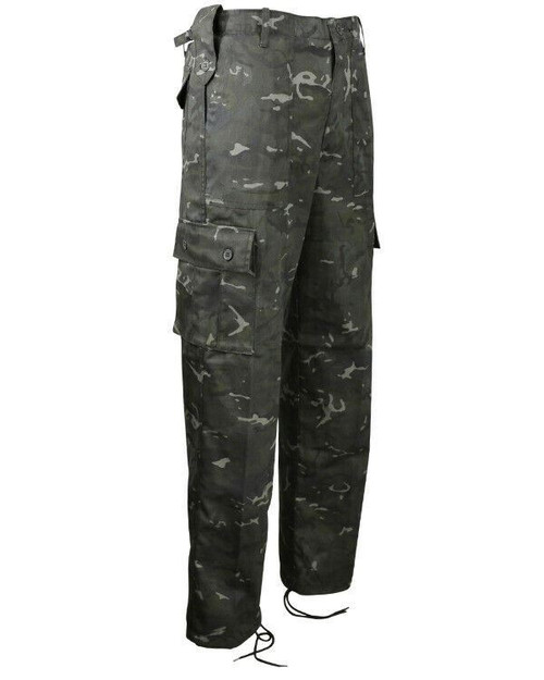 Kombat UK combat trousers in black camouflage, men's polycotton trousers