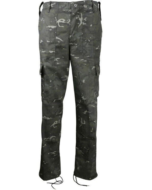 Kombat UK combat trousers in black camouflage, men's polycotton trousers