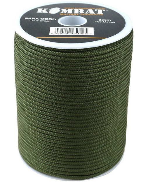 Kombat UK paracord in a 100 metre length reel in olive green