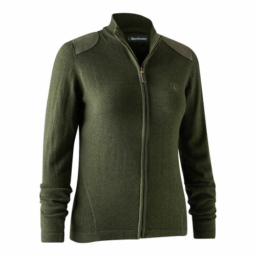 Deerhunter Lady Darlington Knit Cardigan in green, women's knit zip jumper