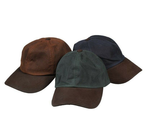 Hoggs of Fife Waxed baseball Cap with leather peak