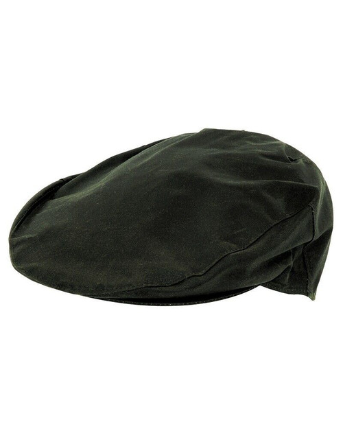Hoggs of Fife Waxed flat cap in olive green