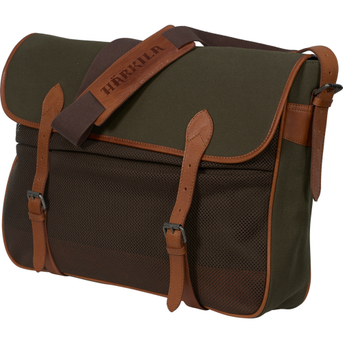 Harkila Retrieve game bag in green made from canvas and leather