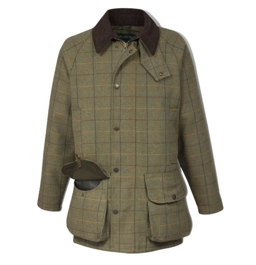 Alan Paine men's Rutland Tweed jacket in dark moss, men's waterproof and breathable country shooting jacket
