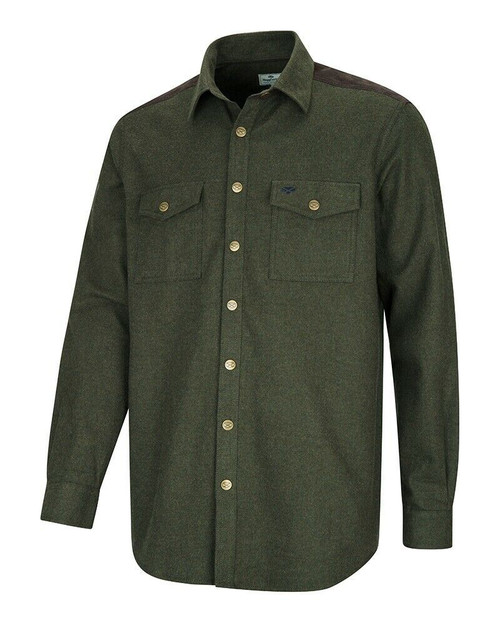 Hoggs of Fife Dunvegan Flannel shirt in green, men's 100% cotton flannel shirt