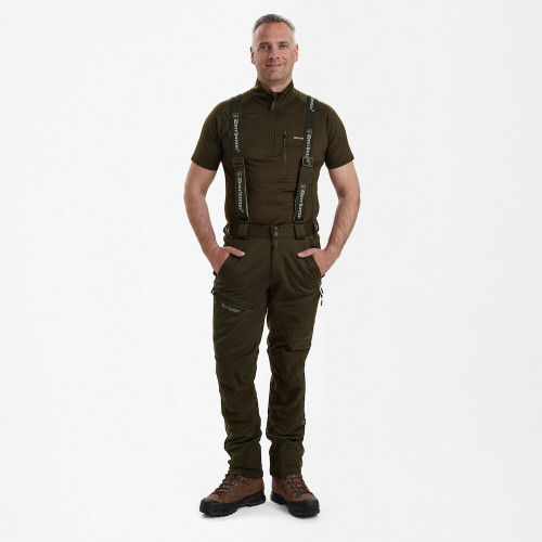 Deerhunter Excape Softshell Trousers Art Green, men's hunting trousers with braces