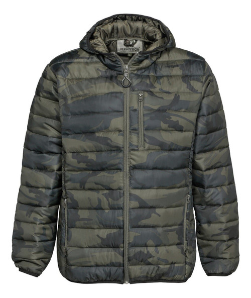 Percussion hooded padded jacket in dark camouflage 13128