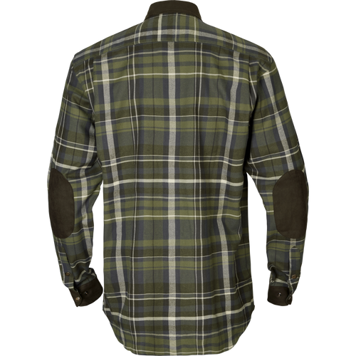 Harkila Pajala Shirt in Olive Check, men's flannel cotton shirt in green country check pattern