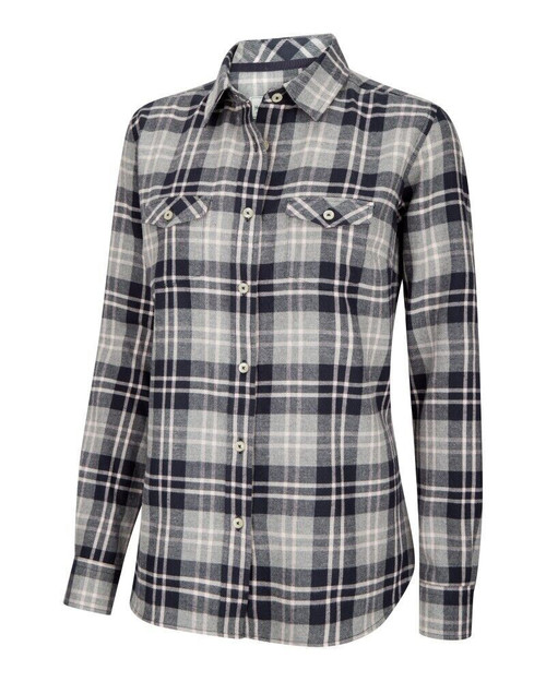 Hoggs of Fife Ladies Eilidh flannel cotton shirt in navy , women's country check shirt