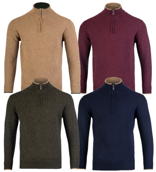 Jack Pyke Ashcombe 100% lambswool zip knit jumper, men's country pullover