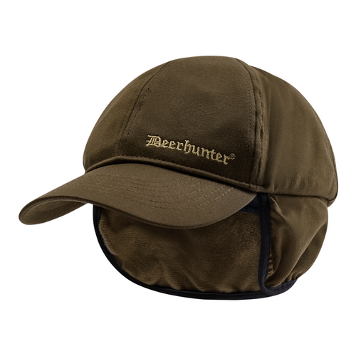 Deerhunter Excape Winter Cap in green, warm peaked hat with ear and neck flap