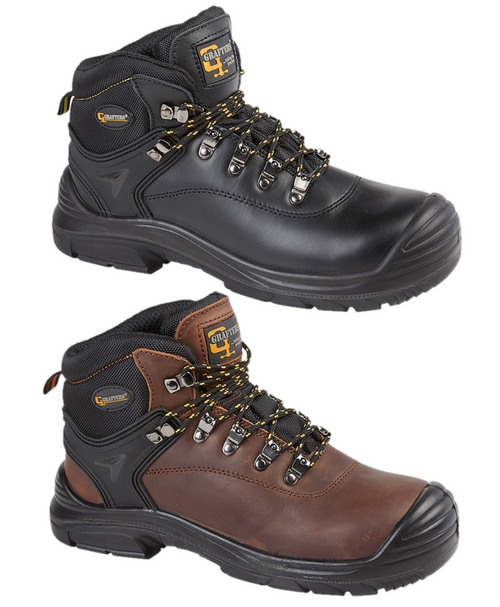 Grafters Lace Up Leather Safety Boots M9508, men's steel toe cap work boots
